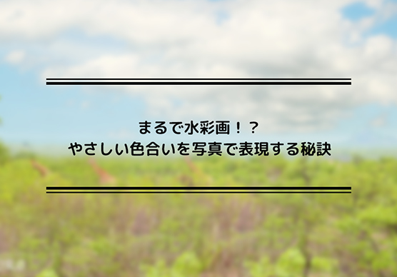 まるで水彩画！？やさしい色合いを写真で表現する秘訣