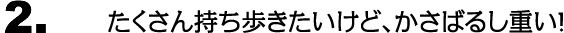 Q:たくさん持ち歩きたいけど、かさばるし重い！