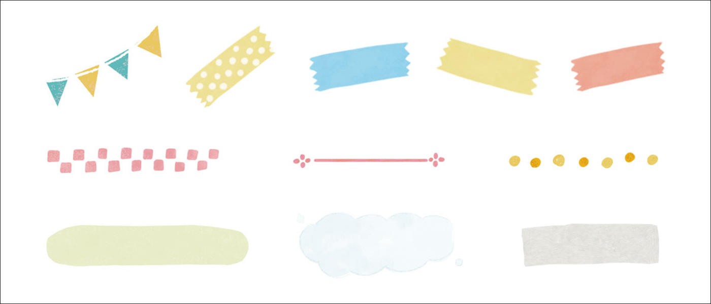 マスキングテープやラインなどの飾りイラスト素材