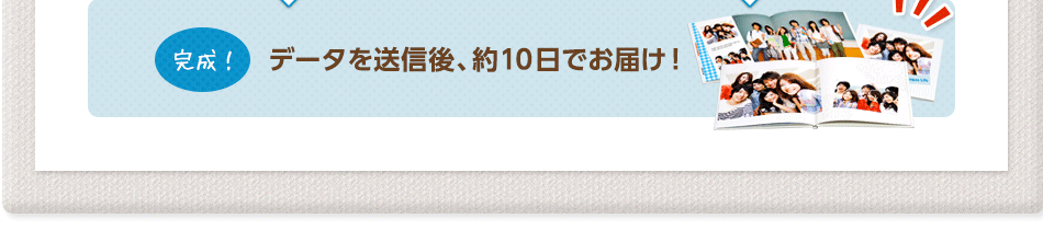 データを送信後、約10日でお届け！